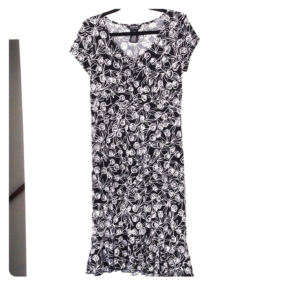 S Paris Roses Print Ruffle Dress Flirty Date Night